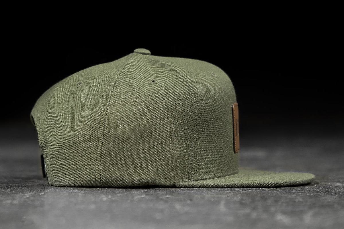 Nobull Flat-Brim Snapback Men's Hats Olive | Australia (OV3247)